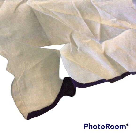 Vtg Scalloped Edge Handkerchief Applique Power Dress Pocket Square Purple White - Picture 5 of 7